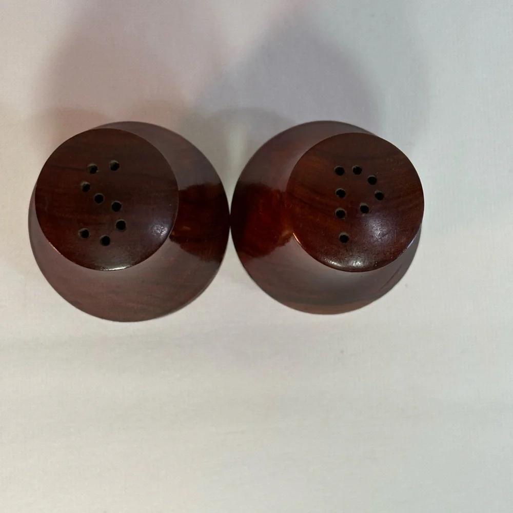 Vintage African Olive Wood and Porcupine Quill Salt Pepper Toothpick Set MCM
